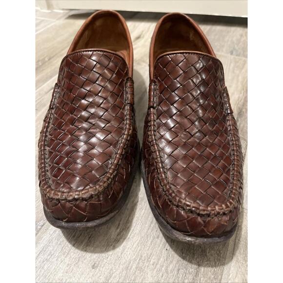ALLEN EDMONDS MENS MESSINA SIZE US10.5B BROWN LEATHER WOVEN LOAFERS ITALY main image 9